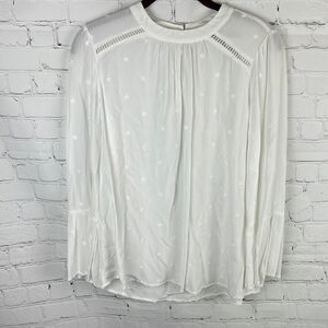 Loft White Embroidered Blouse NWT size Small